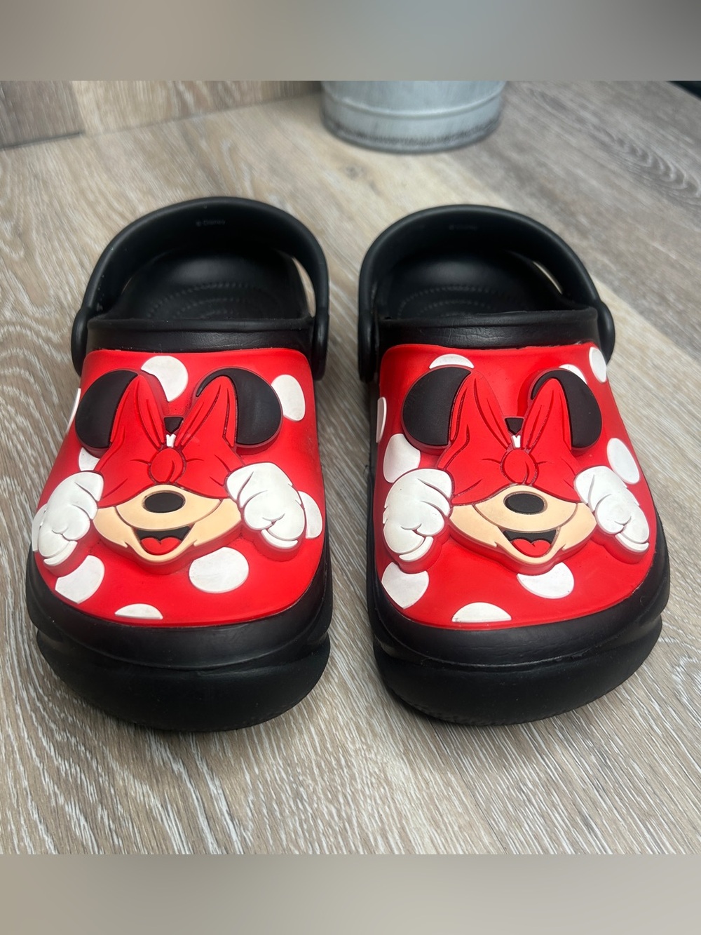 Disney Minnie Mouse Light Up Clogs Shoes Red Black Polka Dot Size 11-12⁠